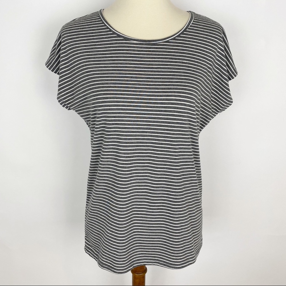 Forever 21 Striped Dolman Cap Sleeve Knit‎ Top Womens XS Gray White
